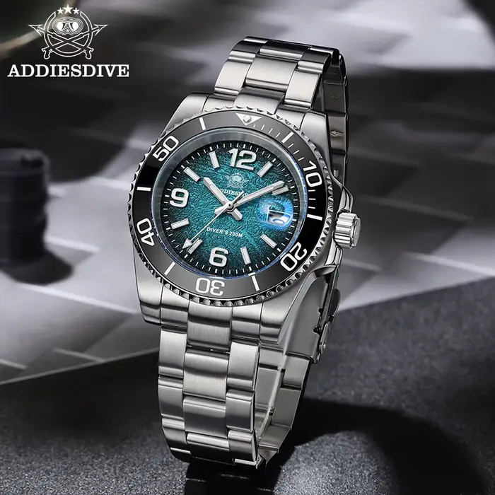 ADDIESDIVE 41mm montre de plongée pour hommes AD2513 200m étanche en acier inoxydable 316L montre-br