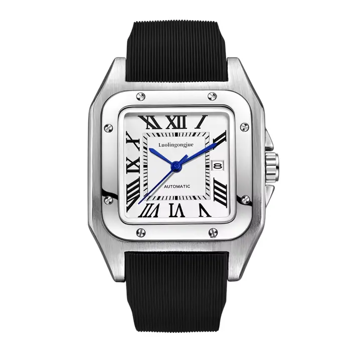 Montre mécanique populaire pour homme de forme carrée, mouvement mécanique entièrement automatique, 