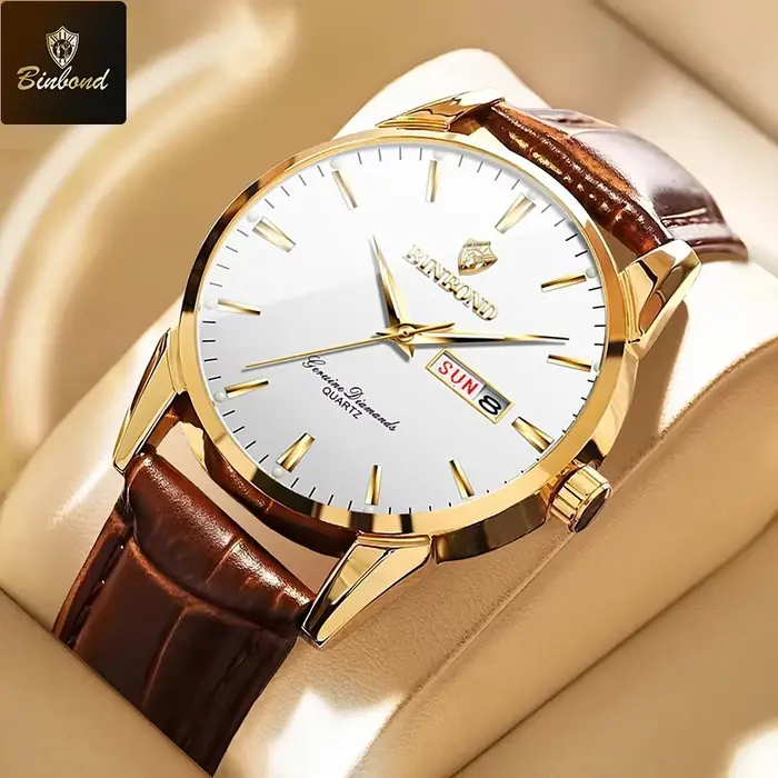 BINBOND Top marque de luxe montre de mode pour hommes étanche horloge homme Date Quartz montres bracelet en cuir
