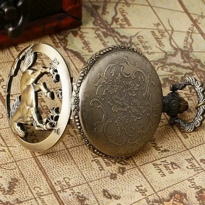 Montre de poche Vintage cheval Animal creux
