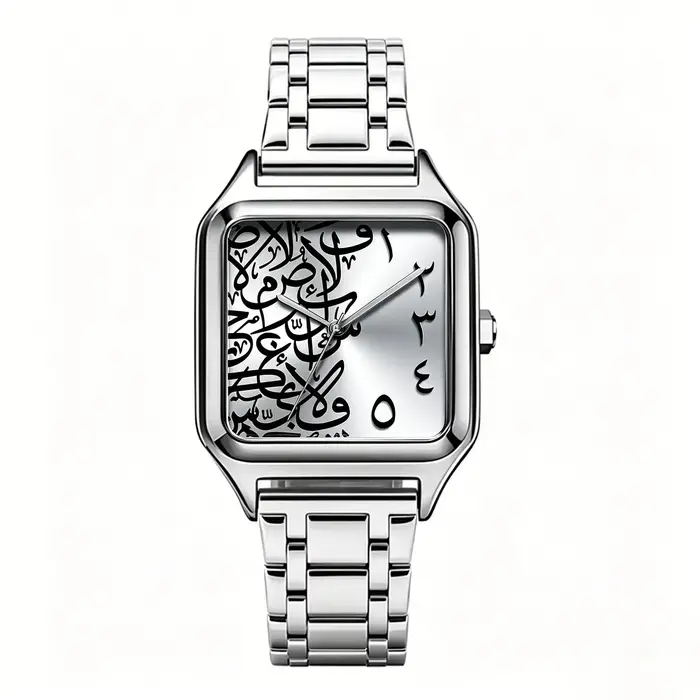 Montre de luxe carrée pour femmes avec texte arabe et résistance à l'eau pour occasions spéciales et cadeaux élégants