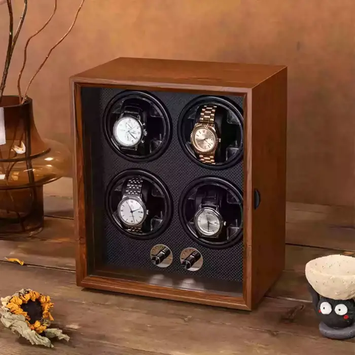 Boîte de remontoir de montre mécanique en bois avec plusieurs modes de rotation pour maintenance quotidienne et collectionneurs occasions spéciales