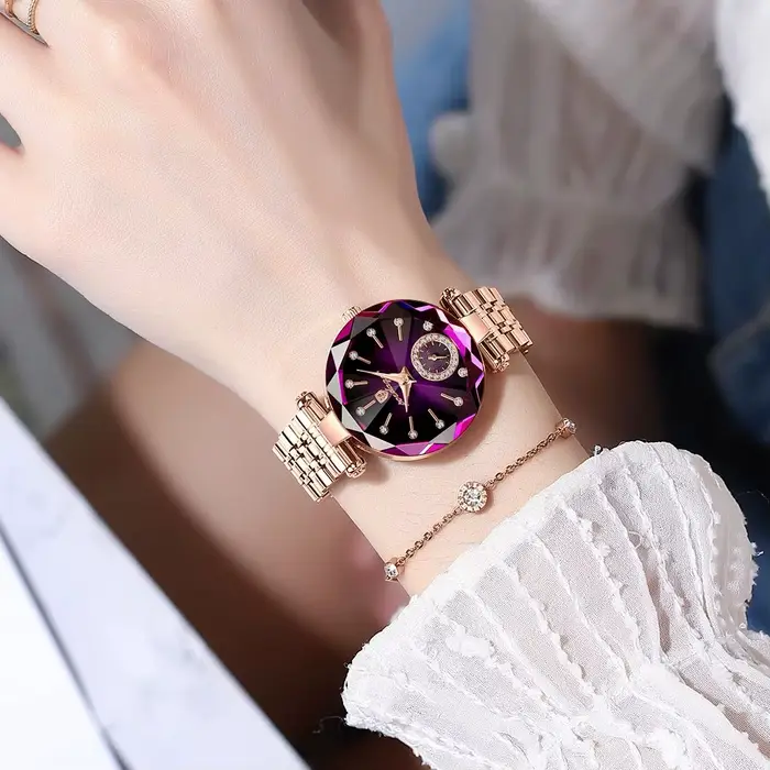 Montre-Bracelet de Luxe à Cadran Diamant pour Femme