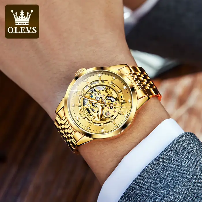 Montre OLEVS 9920 Automatique Squelette Luxe Hommes Occasions Spéciales Robuste Élégante Fonctionnalités Avancées