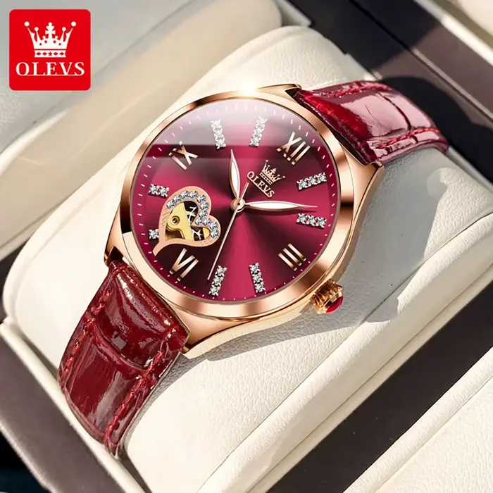 OLEVS 6636 montre de luxe pour femmes entièrement automatique conception creuse diamant en forme de 