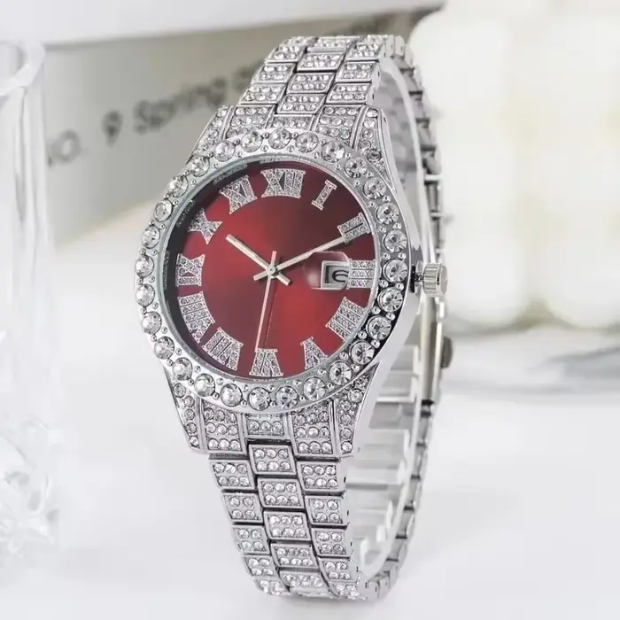 Montre de luxe entièrement glacée pour hommes