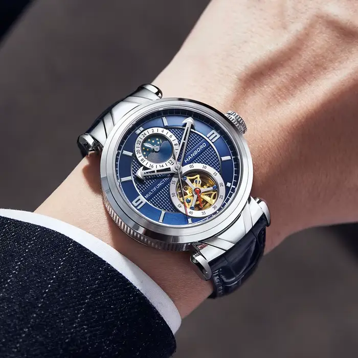 Montre mécanique HANBORO Extraordinary Master Series pour homme avec affichage squelette et résistance à l'eau pour différentes occasions