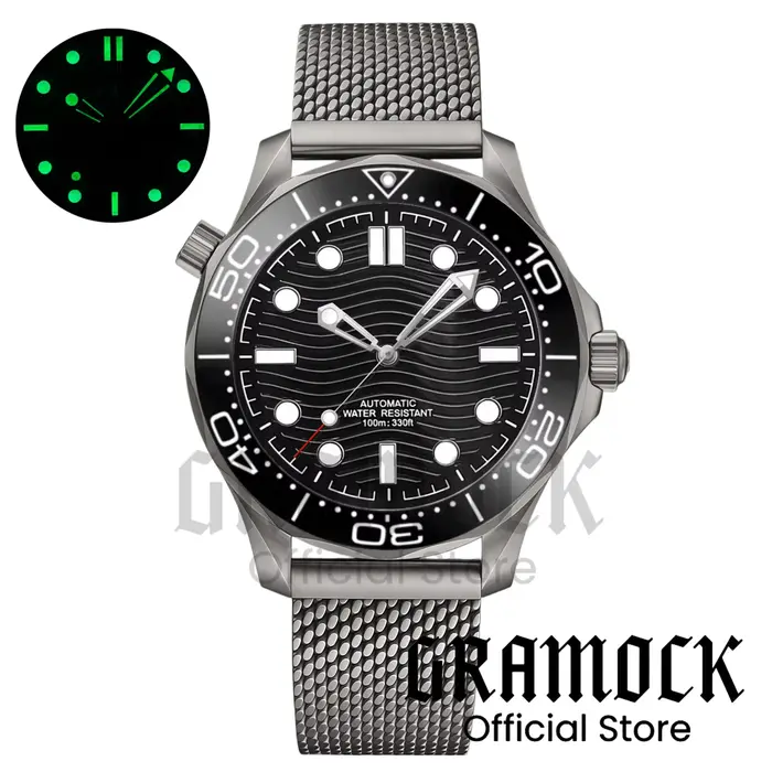 Montre mécanique rétro verte personnalisable pour homme