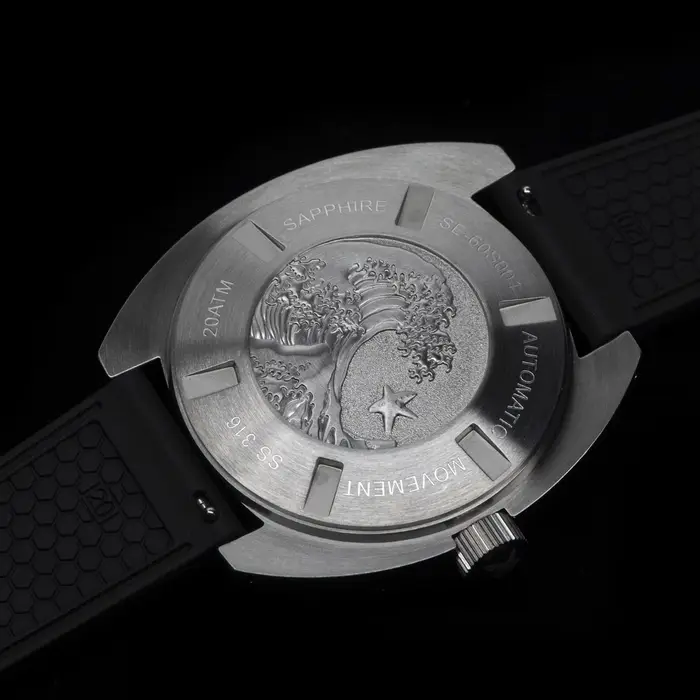Montre SEESTERN SUB300T Argent Sportive Plongée Mécanique Bracelet Caoutchouc Occasions Spéciales Robuste Élégante