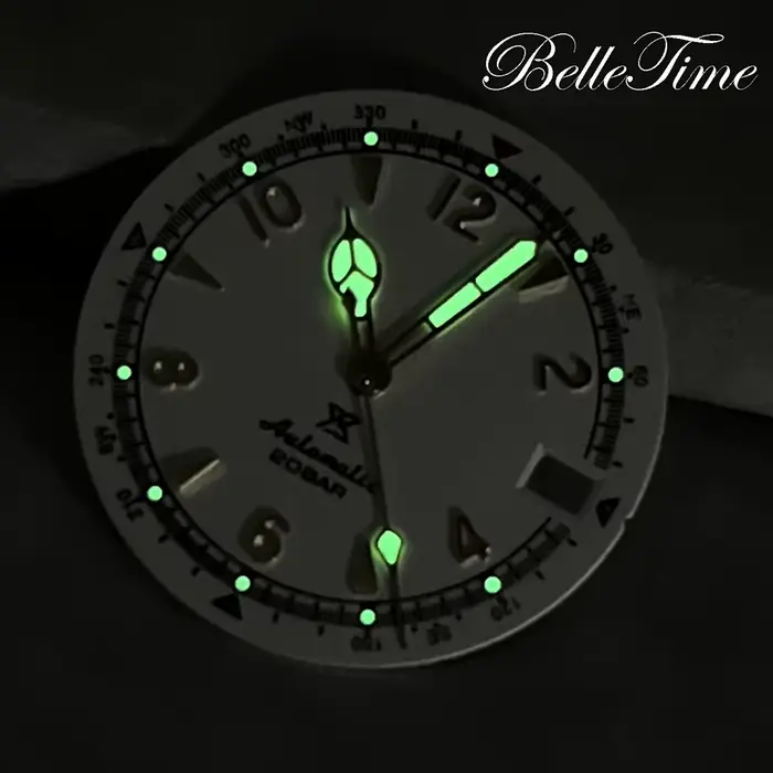 Cadran de montre vintage 28.5mm avec aiguilles luminescentes vertes pour mouvements NH35/36, style fashion et casual, idéal pour femmes et hommes, pour toutes les occasions spéciales