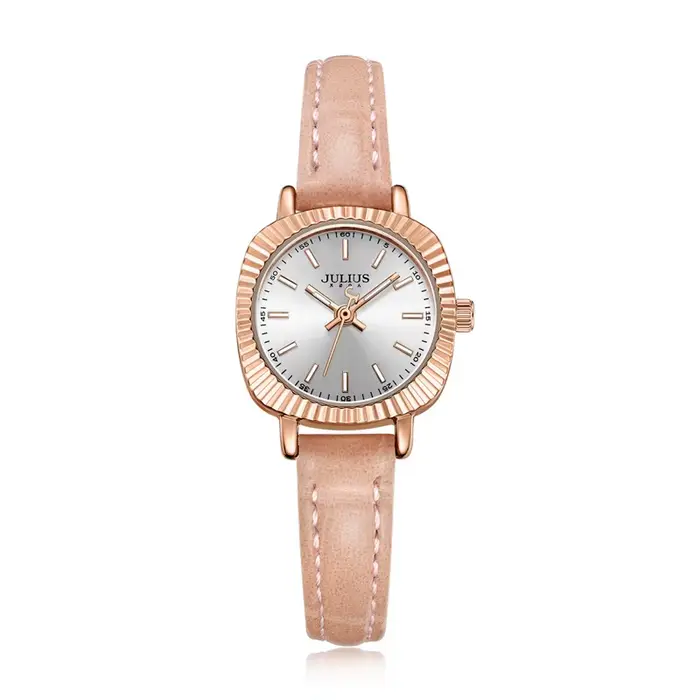 Julius-Montre à quartz en cuir véritable pour femme, horloge à la mode pour fille, pas de boîte, rem