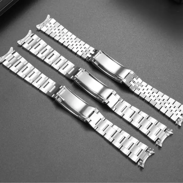Jubilee 19mm argent acier inoxydable huître extrémité incurvée bracelet de montre pour Seiko no 5 SKX5 Sxns80 Snxs79 Snxs79k Snxs77k Snxs73