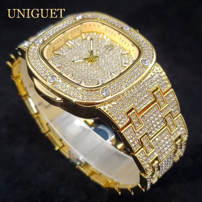 Montres en or pour hommes carré Design classique montre
