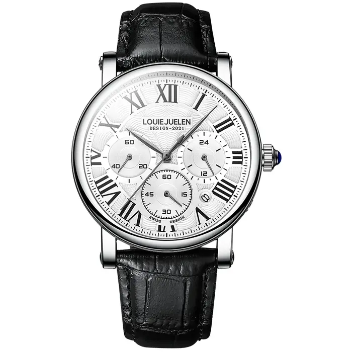 Mode montres pour hommes de luxe bracelet en cuir véritable quartz montre
