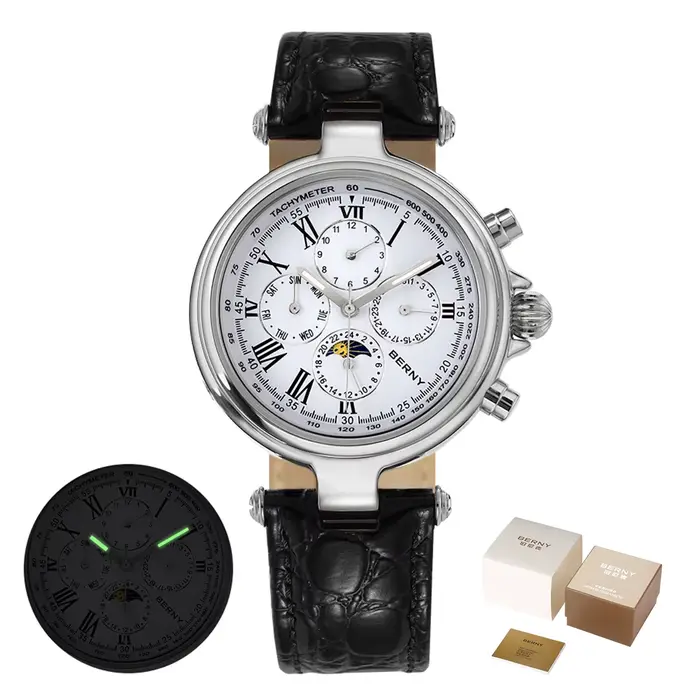 BERNY-Montre automatique classique pour homme, montre-bracelet mécanique en acier inoxydable, bracel