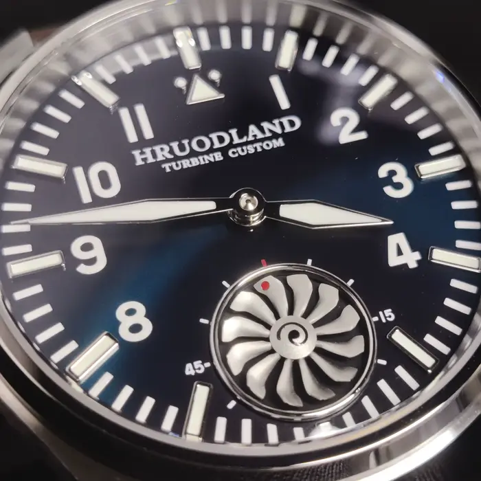 Montre Hruodland ST3620 Mécanique Hommes Mouette Pilote Rétro Saphir Bracelet Cuir Occasions Spéciales