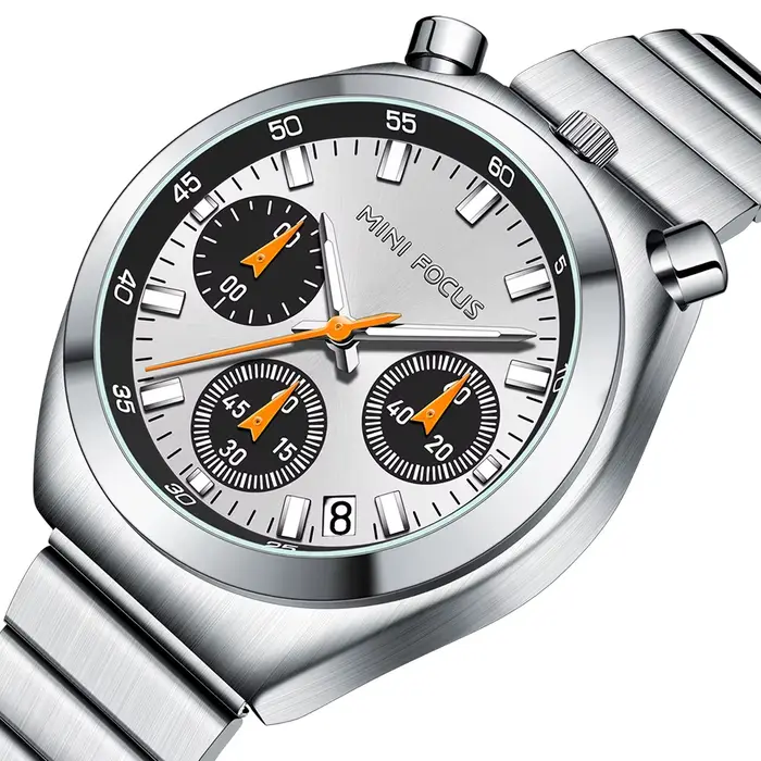 Montre MINIFOCUS élégante pour femmes avec bracelet en acier inoxydable et cadran rond multifonctionnée occasions spéciales et quotidiennes