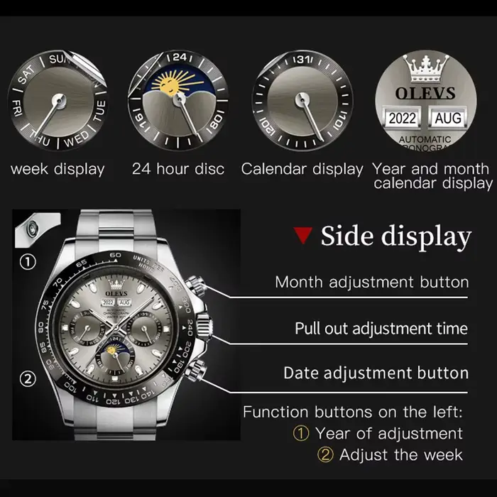 Montre-bracelet de sport mécanique étanche pour homme
