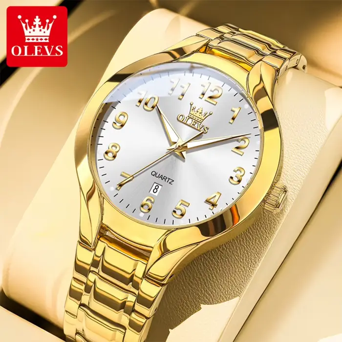 OLEVS 3650 montres en or pour hommes classique grand cadran numérique Date automatique étanche lumineux Original
