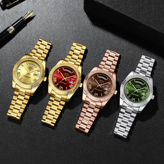 Montre NIBOSI en acier inoxydable quartz homme affichage date lumineux style mode et décontracté pour toutes les occasions