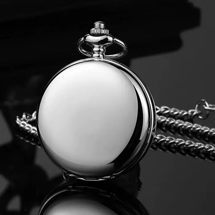 Montre de poche à quartz en argent pour hommes et femmes