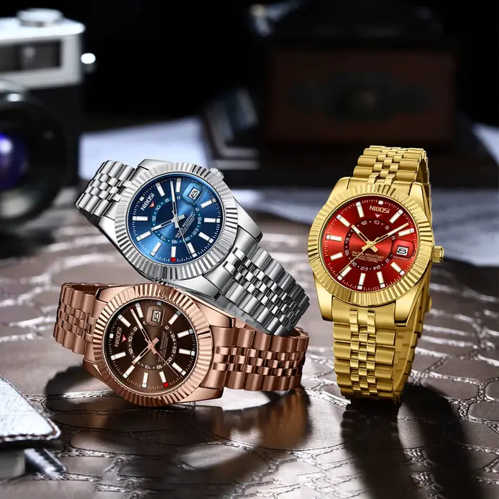 NIBOSI 2026 Nouvelle Marque Montres Hommes Montre à Quartz avec Date Étanche en Acier Inoxydable Montres-Bracelets