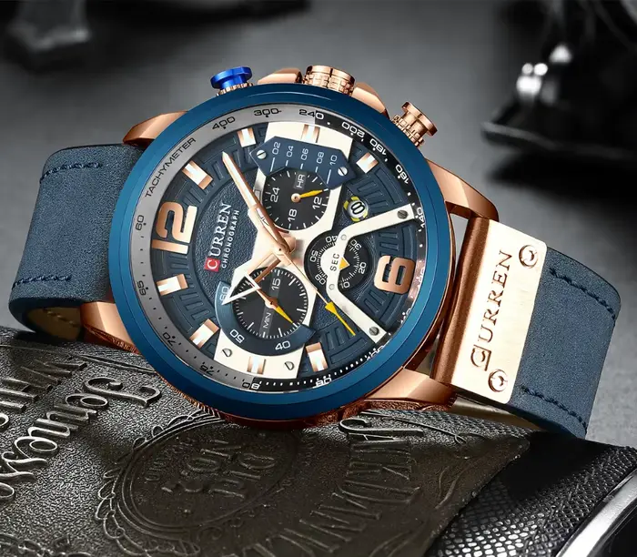 CURREN montres de Sport décontractées pour hommes bleu Top marque de luxe militaire en cuir montre-bracelet homme