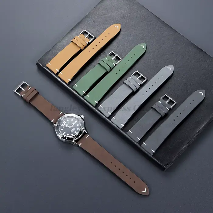 Bracelet de montre en cuir Vintage pour Seiko pour Omega 20mm 22mm