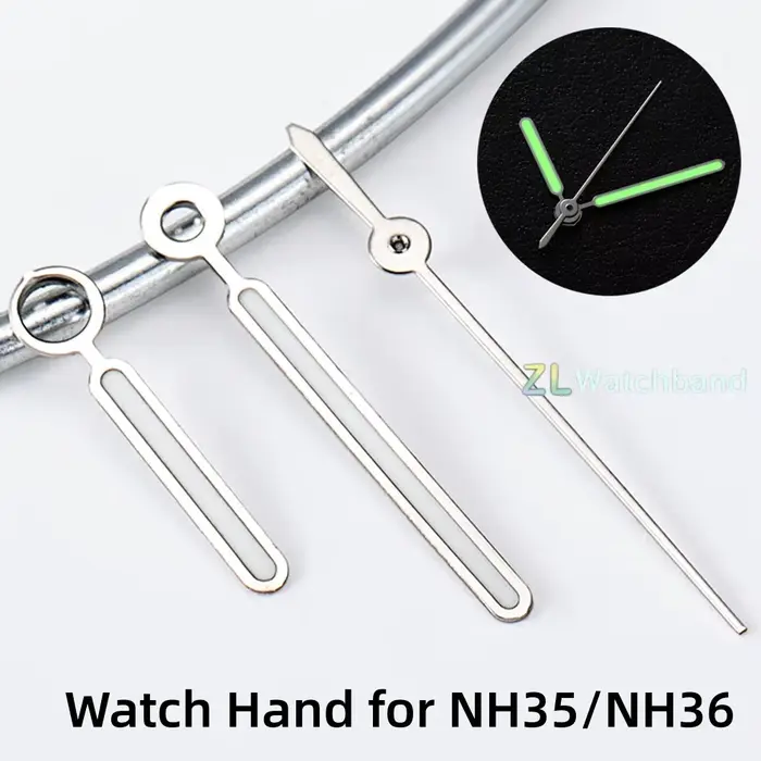 Aiguilles de montre argentées pour mouvements NH35 NH36 NH38 NH70 NH71 NH72 4R35/36 7s36/35 7002 7009