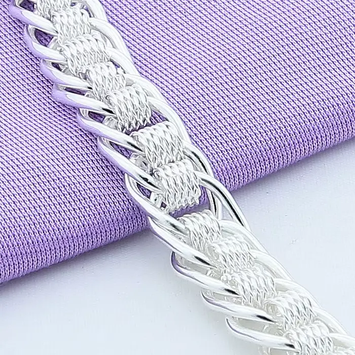 Bracelet tissé multi-cercles en argent sterling 925 pour hommes et femmes