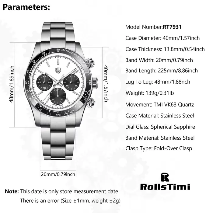 Nouvelles Montres Hommes RollsTimi 2026 – Montre-Bracelet de Luxe à Quartz Chronographe pour Homme