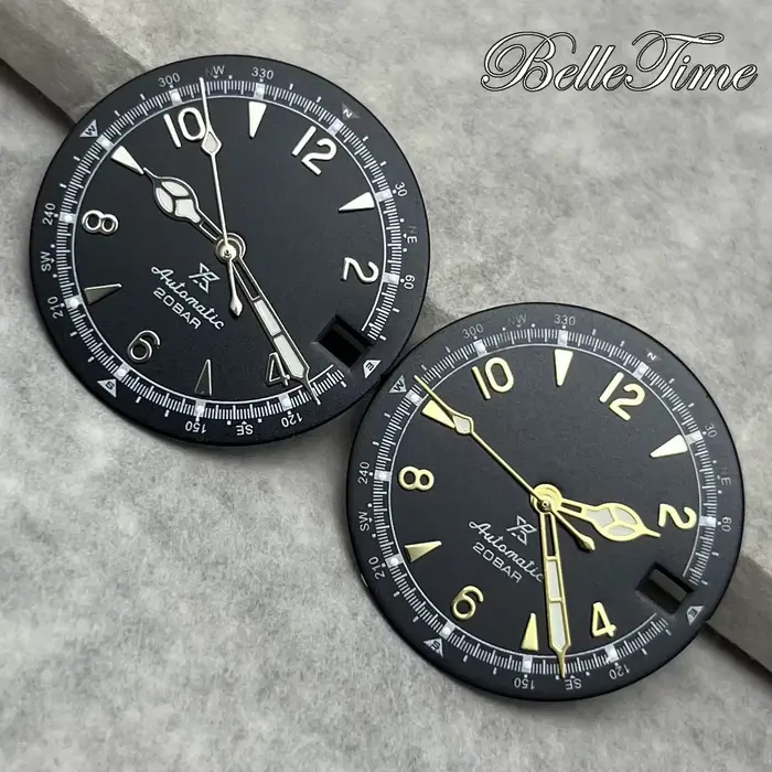 Cadran de montre vintage 28.5mm avec aiguilles luminescentes vertes pour mouvements NH35/36, style fashion et casual, idéal pour femmes et hommes, pour toutes les occasions spéciales