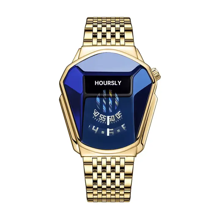 Montre-bracelet en or pour hommes, marque de luxe, tendance, Cool, technologie en acier inoxydable, 