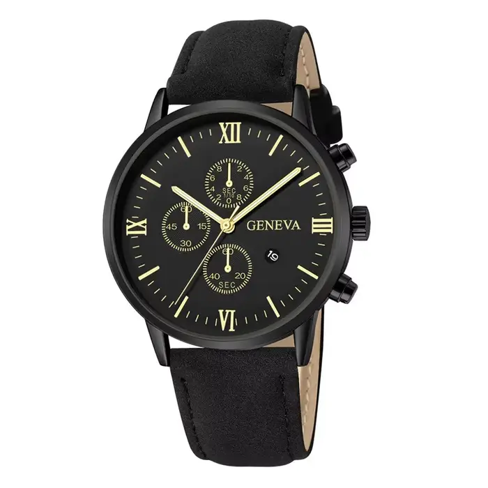 Hot 2025 décontracté hommes genève montres à Quartz calendrier bracelet en cuir Wirstwatch livraison directe horloge Relogio Masculino liquidation vente