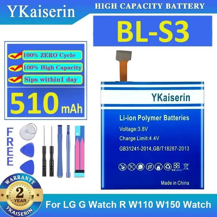 Batterie de montre longue durée BL-S3 BL-S2 BL-S5 500-8500mAh pour LG g r Watch Gizmogadget r Urbane