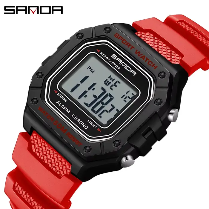 SANDA 2156 mode hommes montre militaire résistant à l'eau Sport montres armée grand cadran Led