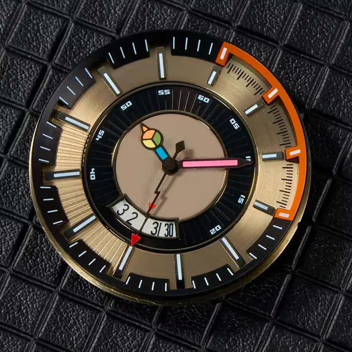 Aiguilles de montre colorées orange noires rouges vertes pour mouvements NH35 NH36 4R 7S personnalisation horlogerie unique occasions spéciales