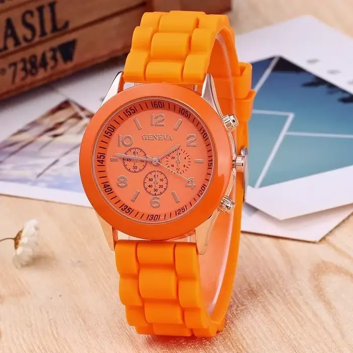 Célèbre marque genève dames montre de mode homme et femme étudiant Silicone Quartz montre-bracelet horloge en gros Relogio Feminino