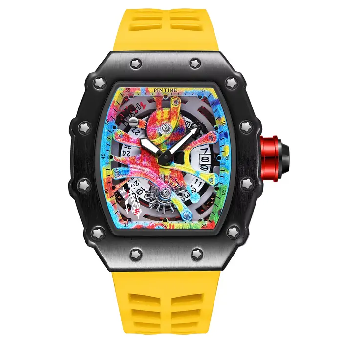 Montre de luxe pour hommes Tonneau mode hommes montres à Quartz classique Graffiti cadran Date autom