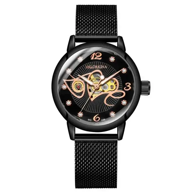 Montre mécanique automatique en or Rose pour femmes
