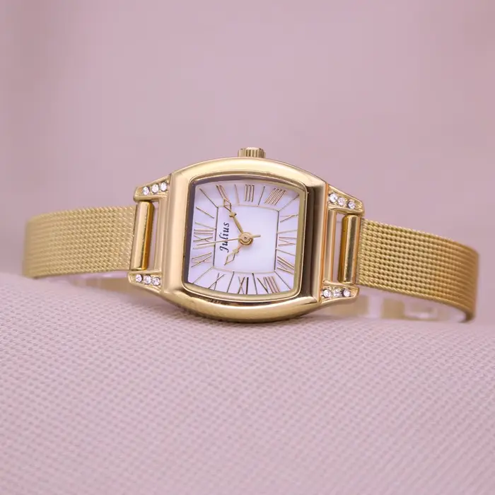 Julius Lady femme petite montre dorée nacre mode heures robe chaîne en acier inoxydable école OL fille anniversaire boîte-cadeau