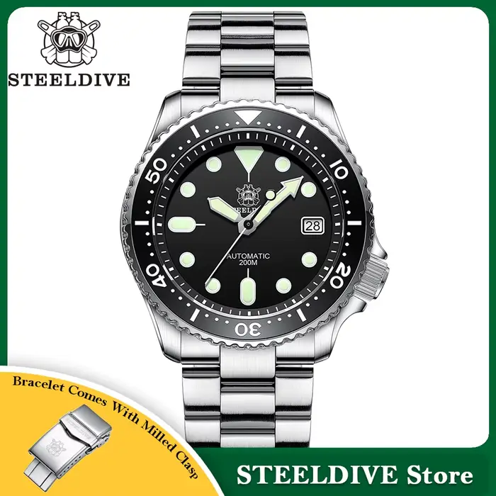 Steeldive SD1996AC Montre homme Montre de plongée Automatique Mécanique Montre homme NH35 Super Lumi