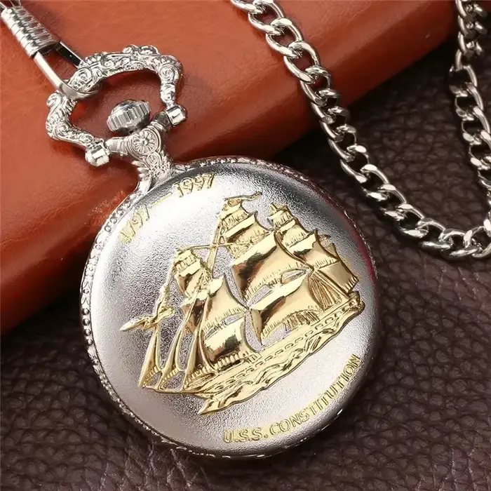 Montre de poche à Quartz avec pendentif en toile de voile argentée 1797 – 1997