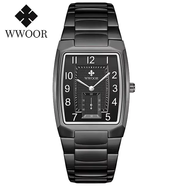WWOOR-Montre de luxe carrée à quartz pour hommes, montres-bracelets étanches décontractées d'affaire