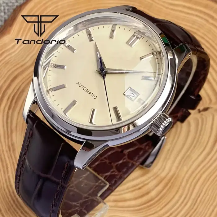 Tandorio Double dôme saphir NH35 mécanique 40mm poli montre automatique pour hommes 20BAR Date montr