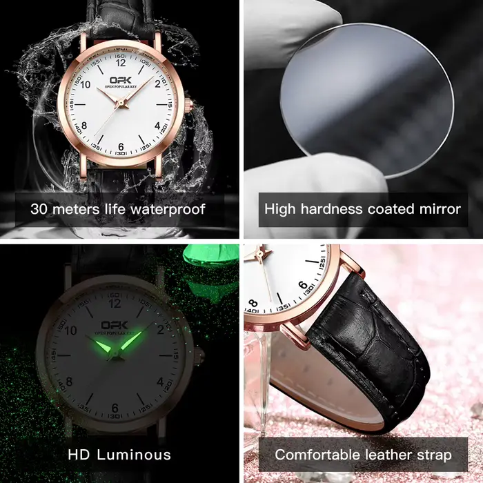 OPK 8613 montre pour femme Original élégant Simple marque montre-bracelet à Quartz étanche lumineux bracelet en cuir