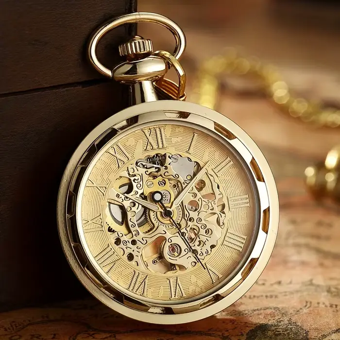 Montre de poche mécanique évidée rétro de luxe