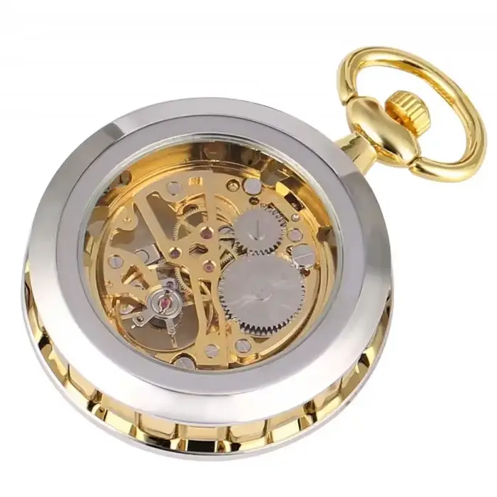 Montre de poche mécanique en bronze steampunk squelette doré ouverte pour hommes et femmes occasions spéciales