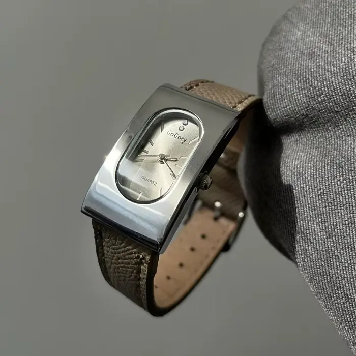 Montre Vintage Femme Carré Quartz Elégante Bracelet Cuir Occasions Spéciales