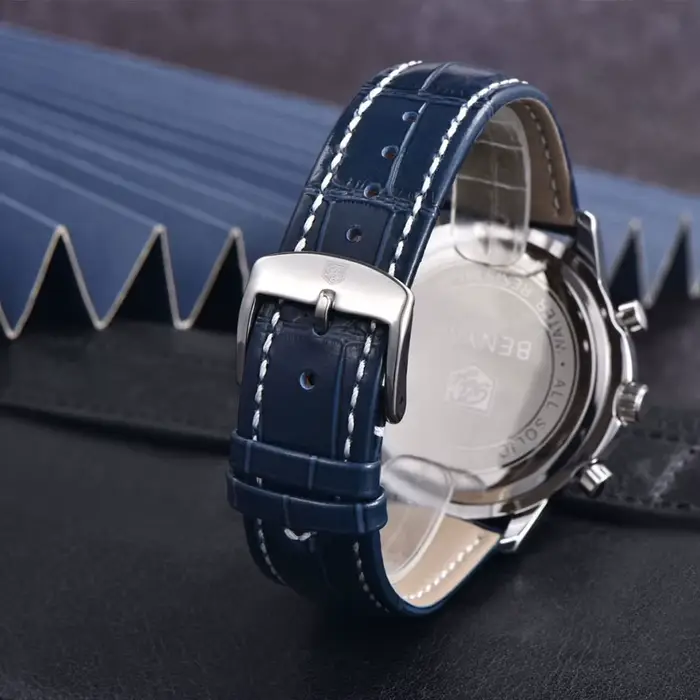 Montre homme BENYAR à Quartz avec bracelet en cuir résistant à l'eau pour hommes élégants occaions spéciales et quotidiennes